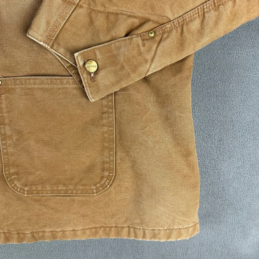 Carhartt Jacket Mens 56 Brown Distressed Canvas Blanket Corduroy Collar C01 BRN